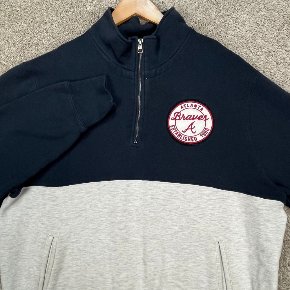Atlanta Braves 47 Pullover Mens XL Blue Gray Colorblock Long Sleeve 1/4 Zip MLB - Picture 5 of 14